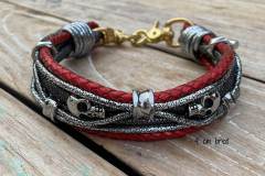 Luxus-Hundehalsband-Leder-4-cm-breit-Skull-Ohr-Tunnel-Rot-Acier
