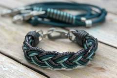 Hundehalsband-SET-mit-Leine.-Leder-Mix-in-Petrol-und-Türkis-metallic-3