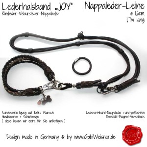 Hundehalsband-Lederhalsband-Joy-SET