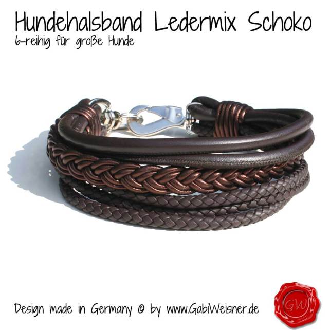 Hundehalsband Leder Ledermix in Schokobraun