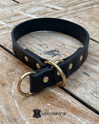 Hundehalsband mit Zugstopp, Leder 25 mm breit